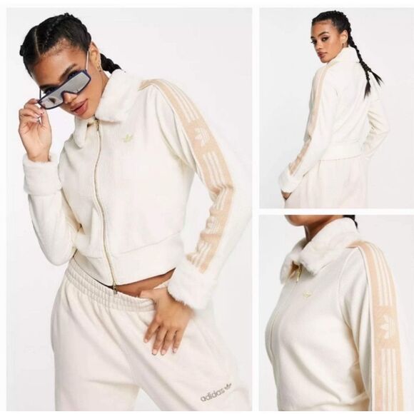 ADIDAS SKI CHIC RIB TRACK JACKET Wonders White Size Medium - Picture 1 of 9
